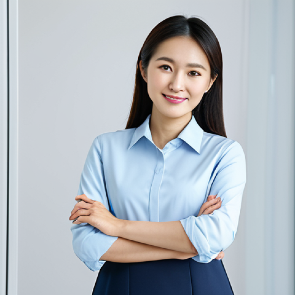 **
"A professional East Asian woman, in a modest business casual outfit, standing in a bright, modern office. Fully clothed, appropriate attire, safe for work. Perfect anatomy, correct proportions, natural pose, well-formed hands, proper finger count. Professional photography, high quality, family-friendly, clean background."
**