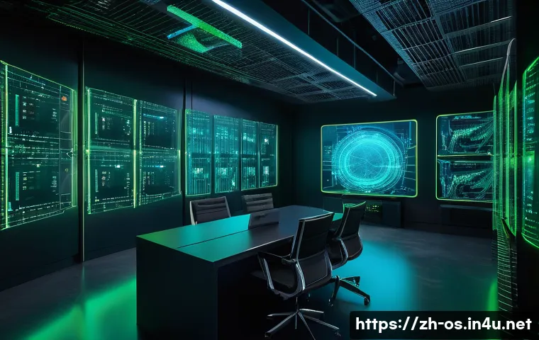 리눅스에서 네트워크 설정 방법 - A detailed, high-tech Linux server room environment showing multiple network interfaces displayed on...