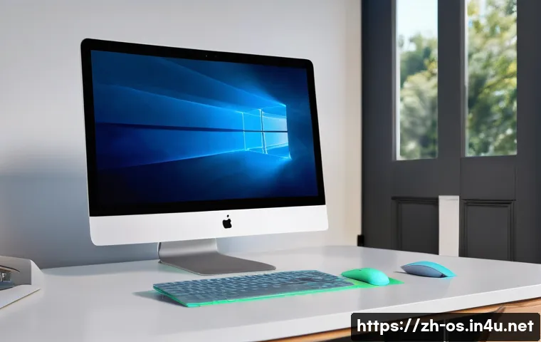 macOS에서 윈도우를 설치하는 방법 - A modern workspace featuring a sleek MacBook with an Intel chip running Boot Camp Assistant on scree...