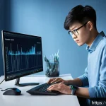 운영체제별 네트워크 설정 비교 - A modern home office setup showing a person adjusting advanced router settings on a sleek laptop scr...