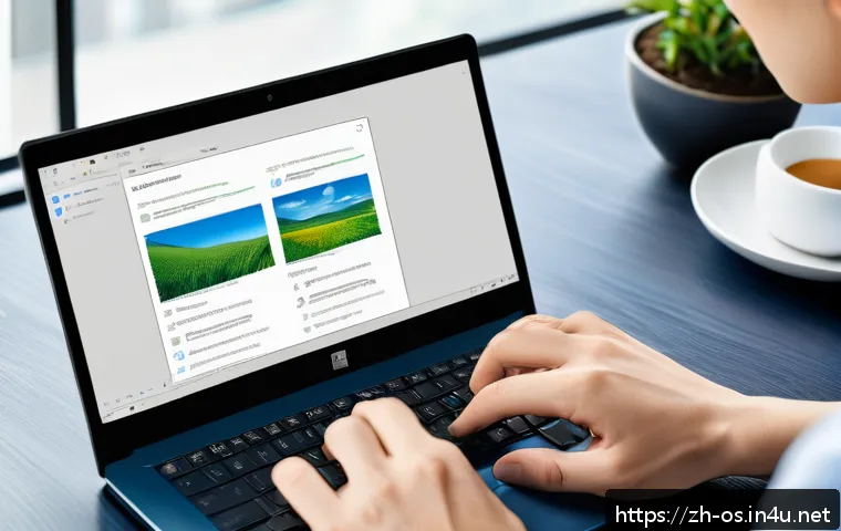 윈도우 11에서 앱 호환성 문제 해결 - A modern office scene showing a professional user adjusting Windows 11 compatibility settings on a s...